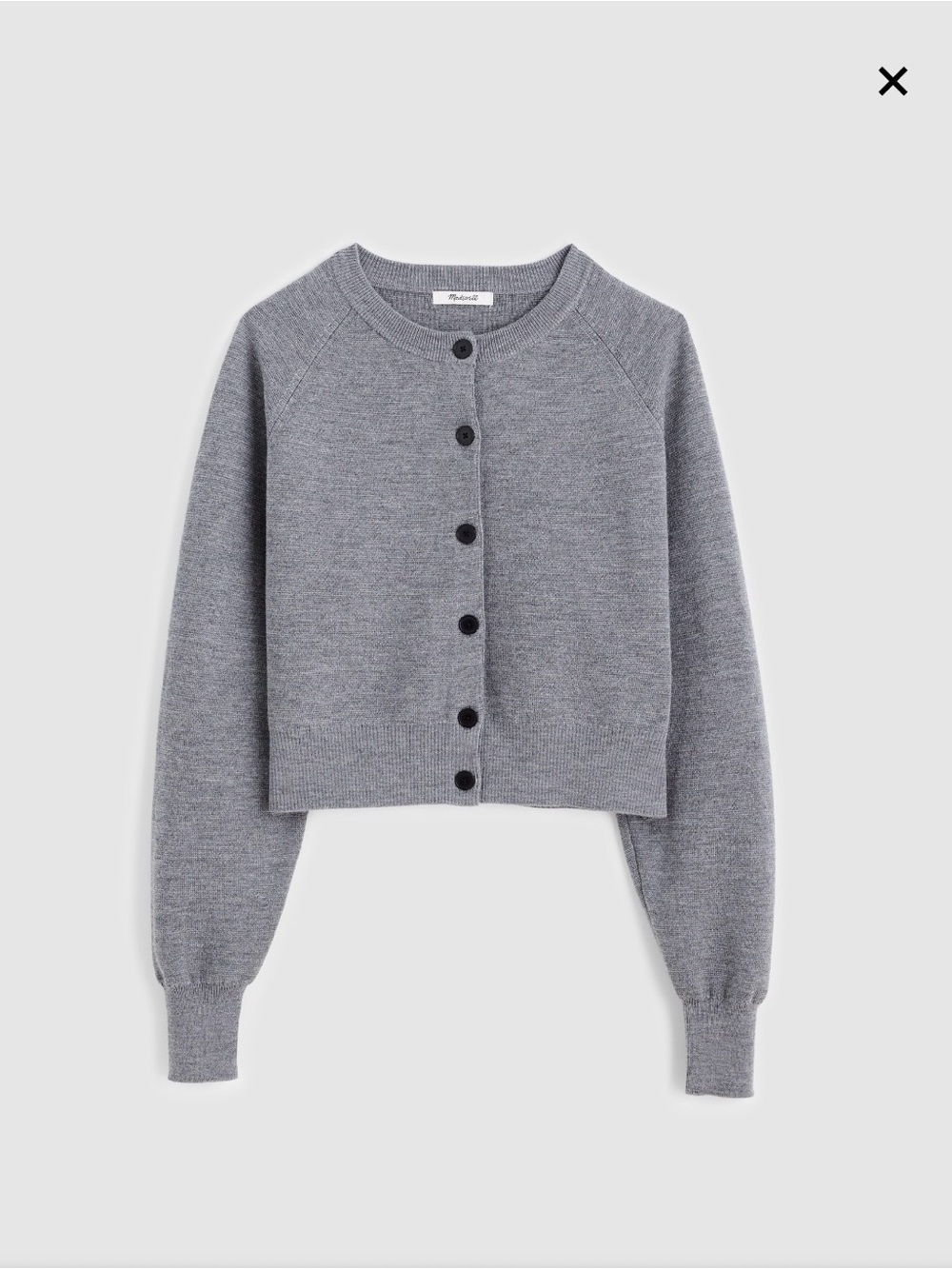 Madewell Raglan-Sleeve Cropped Cardigan in
Merino Wool